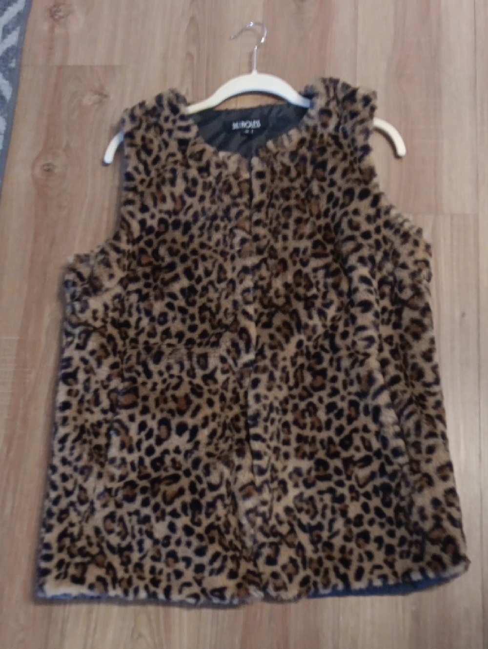 W by Worth Brown Leopard Print Faux Fur Vest